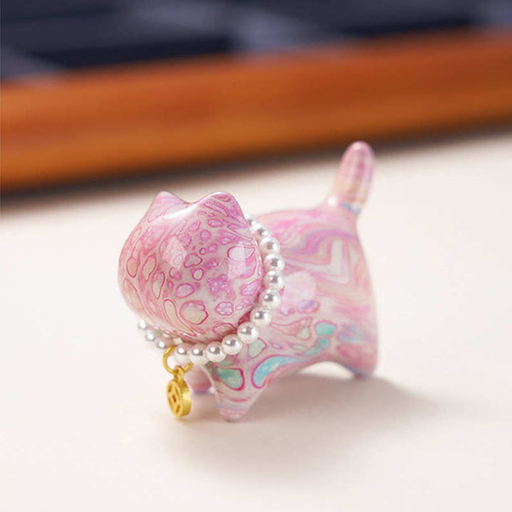 Buddha Stones Sandałowiec Szczęśliwy Mini Kot Lakier Rzemiosło Uzdrawiająca Dekoracja Losowy Kolor (Pudełko Niewidomych) - image 5