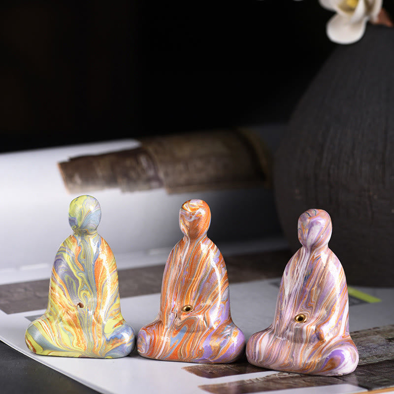 Buddha Stones Miniaturowy Bezpostaciowy Budda Drewno Hebanowe Lakier Rzemiosło Pokój Kadzidełko Dekoracja
