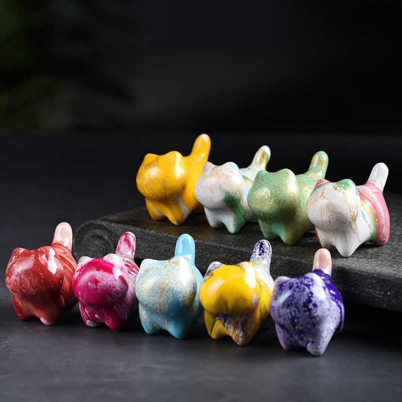 Buddha Stones Mini Uroczy Kot Drewno Hebanowe Lakier Rzemiosło Dekoracja Pokoju - image 17