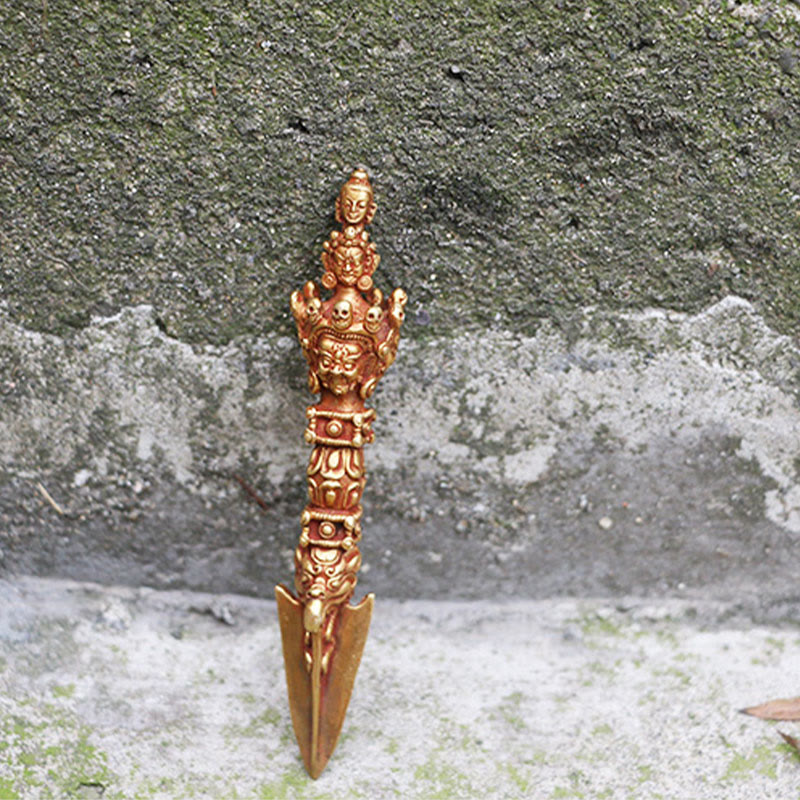 Buddha Stones ręcznie robione małe Nepalskie Vajra Dorje siła miedziana metalowa dekoracja
