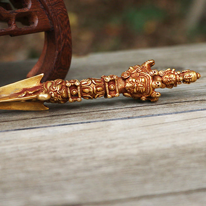 Buddha Stones ręcznie robione małe Nepalskie Vajra Dorje siła miedziana metalowa dekoracja