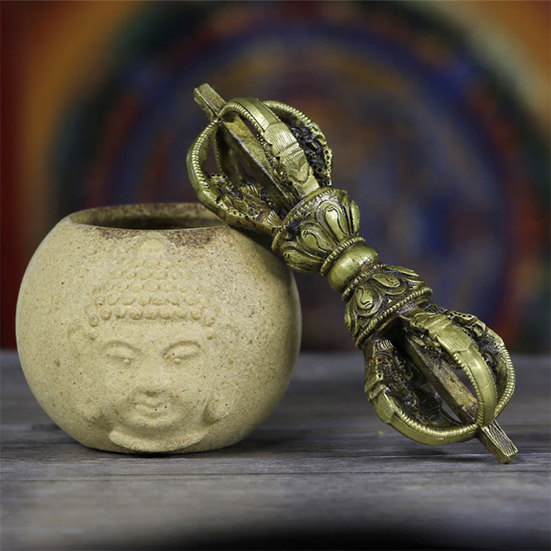 Buddha Stones ręcznie wykonane z Nepalu Pięć zębów Vajra Dorje Miedziana metalowa dekoracja