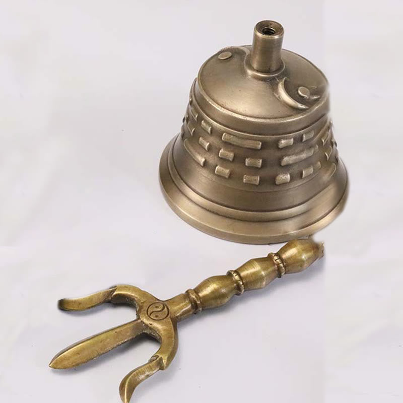 Buddha Stones Ręcznie robione Tybetańskie Medytacje Dzwonek Wadżra Dorje Tykwa Yin Yang Miedź Oświecenie Dekoracja