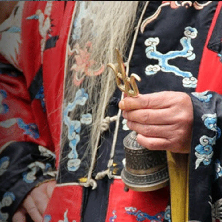 Buddha Stones Ręcznie robione Tybetańskie Medytacje Dzwonek Wadżra Dorje Tykwa Yin Yang Miedź Oświecenie Dekoracja