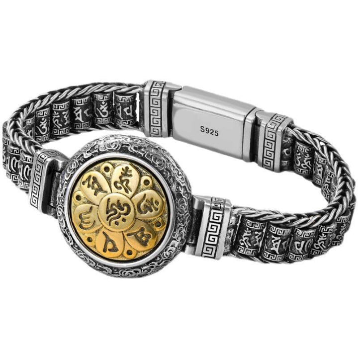 Buddha Stones Tybetańskie Miedziana Klamra Om Mani Padme Hum Gramofon Obrotowy Pokój Metalowa Bransoletka