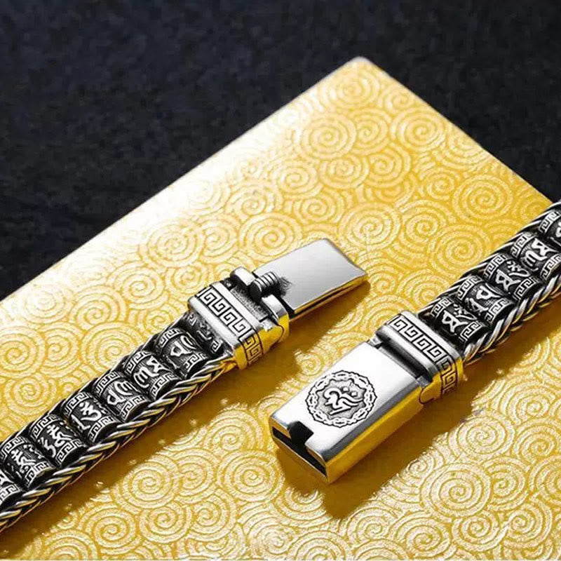 Buddha Stones Tybetańskie Miedziana Klamra Om Mani Padme Hum Gramofon Obrotowy Pokój Metalowa Bransoletka