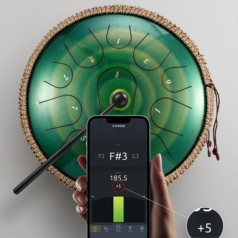 Bęben językowy ze stali Buddha Stones , dźwięk uzdrawiający, medytacja uważności, zestaw perkusyjny, 15 nut, 14-calowy instrument perkusyjny