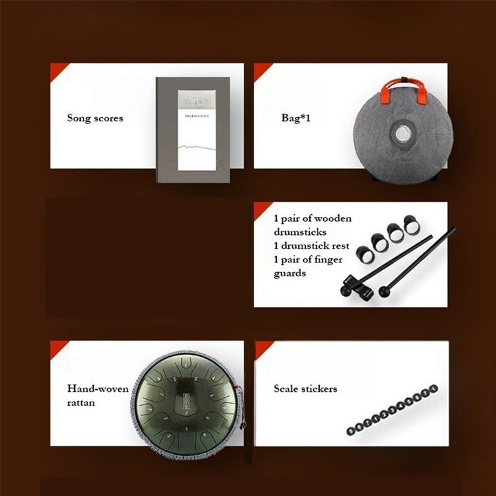 Buddha Stones Steel Tongue Drum Sound Healing Meditation Drum Kit 13 Nut 12-calowy instrument perkusyjny