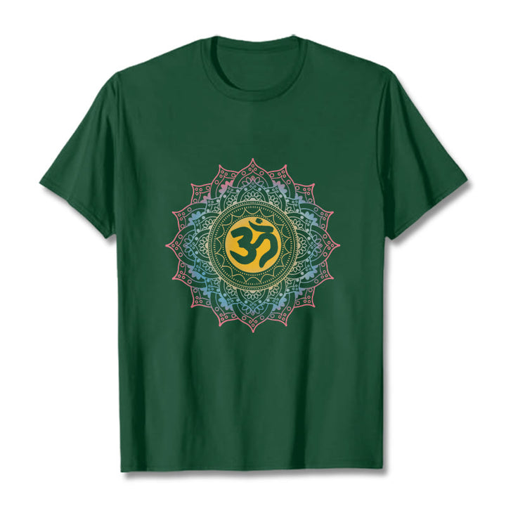 Koszulka z nadrukiem Mandala OM Pattern z motywem gradientu kolorów Buddha Stones - ForestGreen - 2XL - image 11