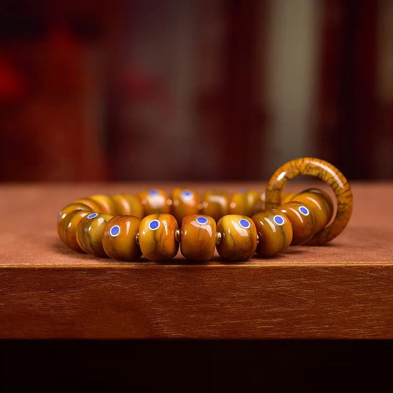 Buddha Stones Vintage Tybetańskie Koraliki Kościane Lazuryt Równowaga Bransoletka Z Plecionej Linii