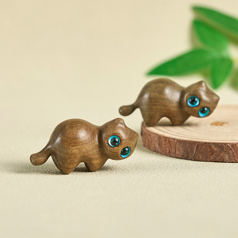 Buddha Stones Miniaturowe Słodkie Rozciągające Się Koty Rzeźbione Uspokajające Dekoracje Biurkowe - image 5