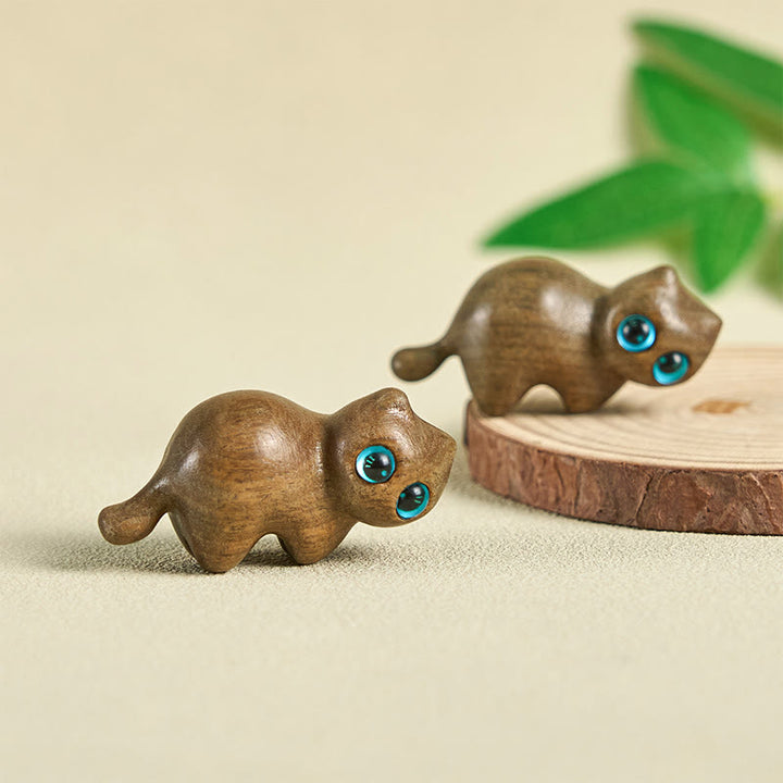 Buddha Stones Miniaturowe Słodkie Rozciągające Się Koty Rzeźbione Uspokajające Dekoracje Biurkowe - image 5