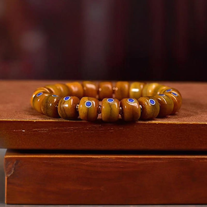 Buddha Stones Vintage Tybetańskie Koraliki Kościane Bransoletka Z Plecionki Liny Pozytywnej Równowagi