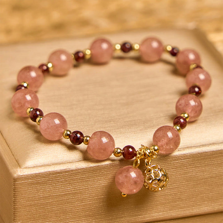 Bransoletka lecznicza Buddha Stones Natural Truskawkowy Kwarc Granat