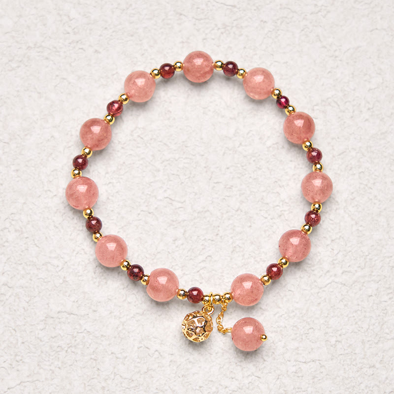 Bransoletka lecznicza Buddha Stones Natural Truskawkowy Kwarc Granat