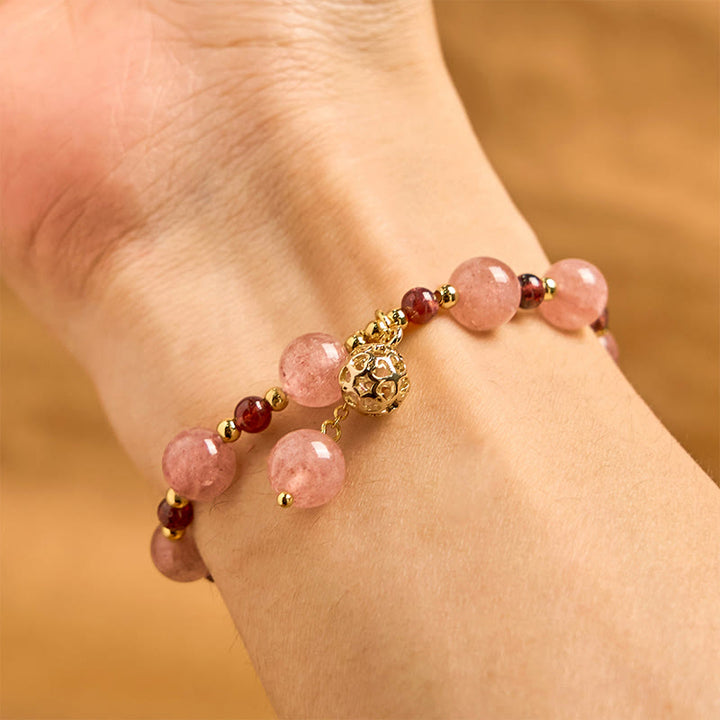 Bransoletka lecznicza Buddha Stones Natural Truskawkowy Kwarc Granat