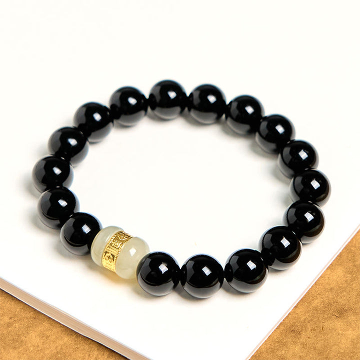Bransoletka wspierająca z Buddha Stones Natural Black Onyx Jade