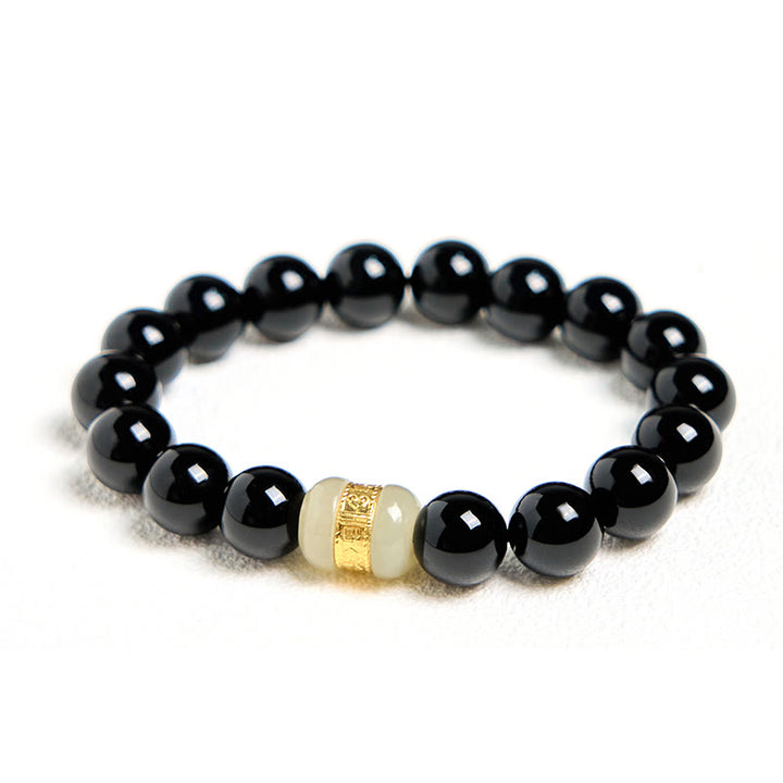 Bransoletka wspierająca z Buddha Stones Natural Black Onyx Jade
