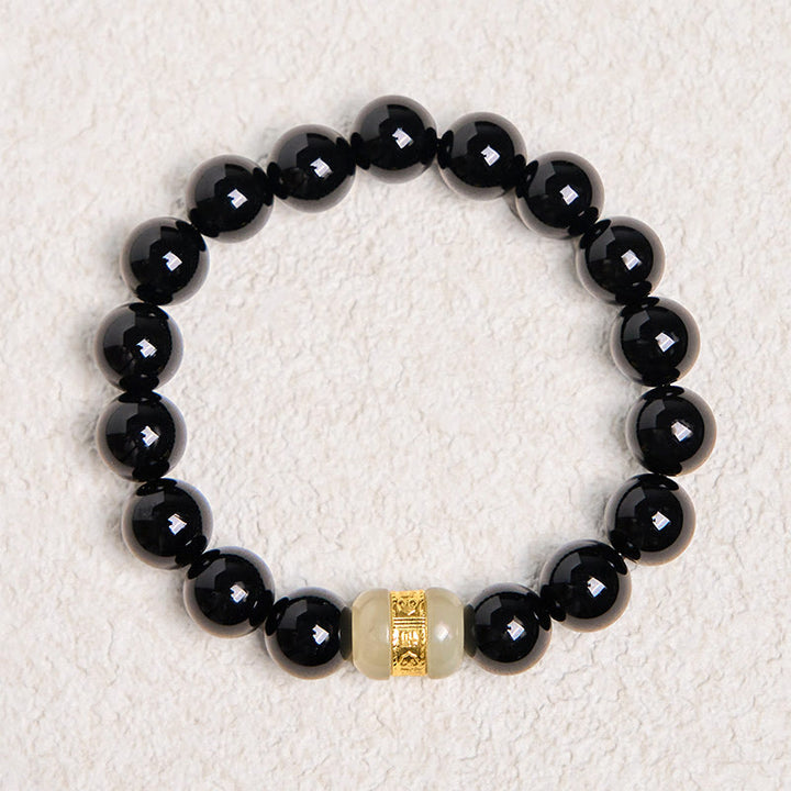 Bransoletka wspierająca z Buddha Stones Natural Black Onyx Jade
