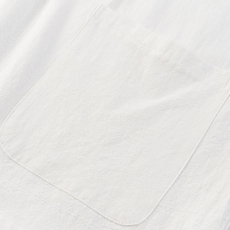 Buddha Stones Casual 2 sztuki Czystego Koloru Pół Guzika Projekt Koszula Spodnie Ściągane Męski Zestaw Tkanin Do Medytacji Z Kieszeniami