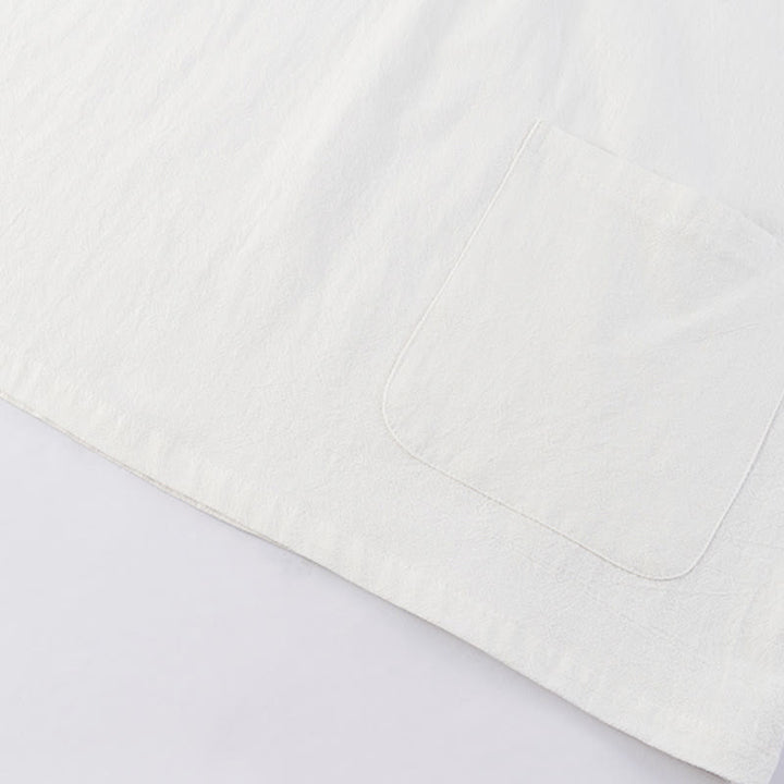 Buddha Stones Casual 2 sztuki Czystego Koloru Pół Guzika Projekt Koszula Spodnie Ściągane Męski Zestaw Tkanin Do Medytacji Z Kieszeniami