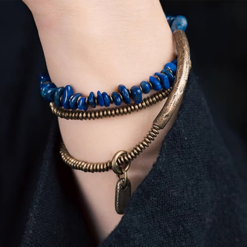 Bransoletka Buddha Stones Irregular Shape Triple Wrap Lazurite Balance