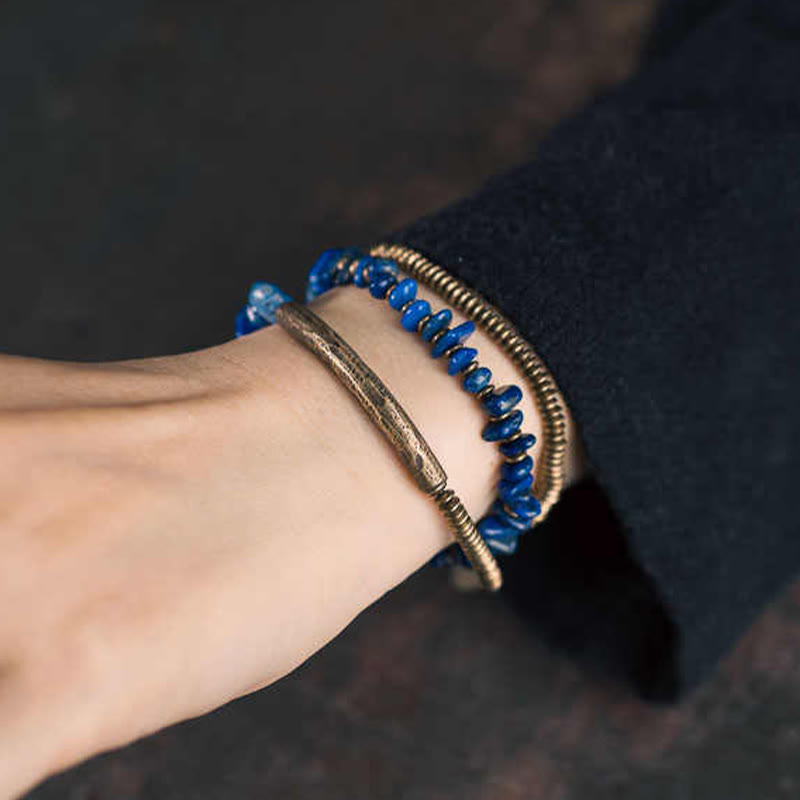 Bransoletka Buddha Stones Irregular Shape Triple Wrap Lazurite Balance