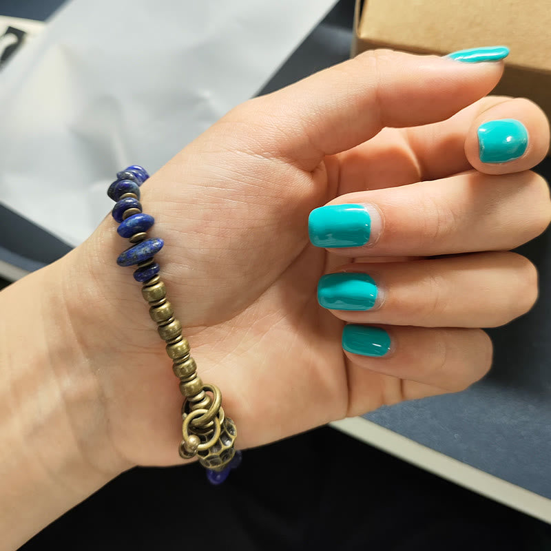 Buddha Stones Bransoletka Vintage Irregular Shape Design Lazurite Positive