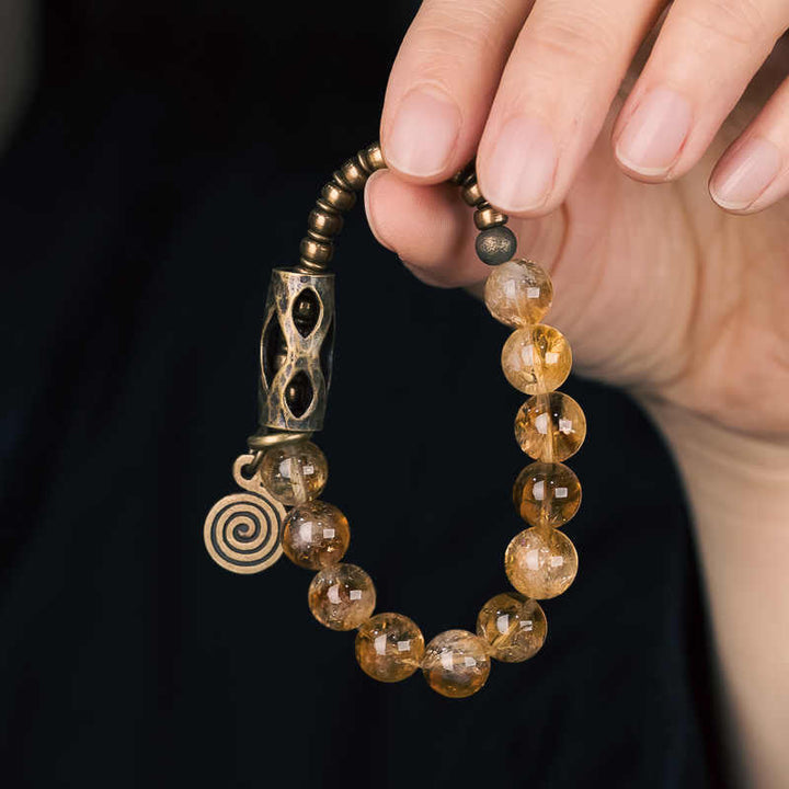 Bransoletka ochronna z kamieni Buddha Stones Codzienna Retro 10 mm z koralików cytrynowych