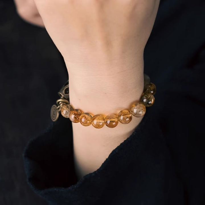 Bransoletka ochronna z kamieni Buddha Stones Codzienna Retro 10 mm z koralików cytrynowych