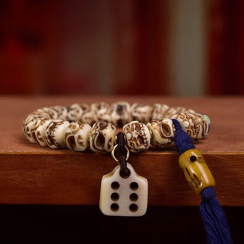 Buddha Stones Tybetański Wielbłądzi Kość Garuda Rzeźbiona Ochrona Bransoletka z Chwostem