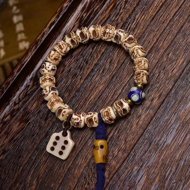 Buddha Stones Tybetański Wielbłądzi Kość Garuda Rzeźbiona Ochrona Bransoletka z Chwostem