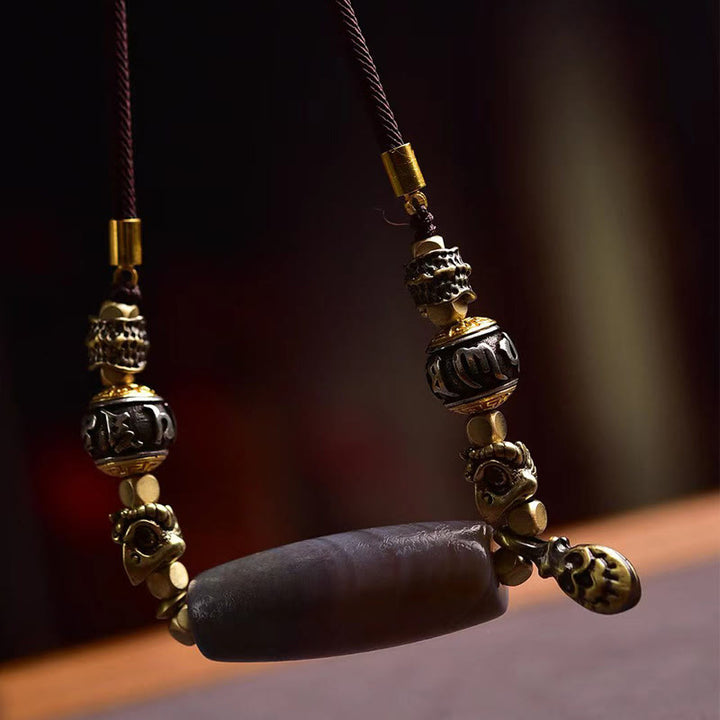 Buddha Stones tybet Dzi koralik Om Mani Padme Hum naszyjnik ochronny wisiorek - image 2