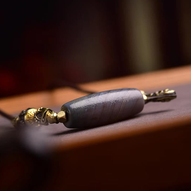 Buddha Stones tybet Dzi koralik Om Mani Padme Hum naszyjnik ochronny wisiorek - image 3