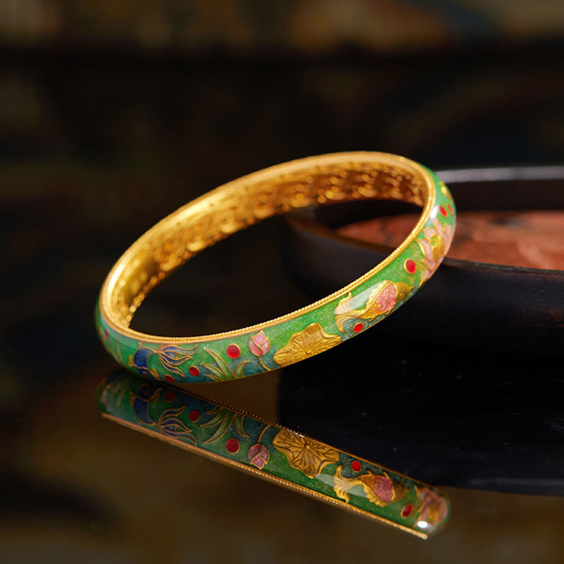 Buddha Stones 999 Srebro Sterling Ryba Koi Lotos Pusty Projekt Bransoletka Bogactwo Bransoletka 2.28 IN (58 MM)