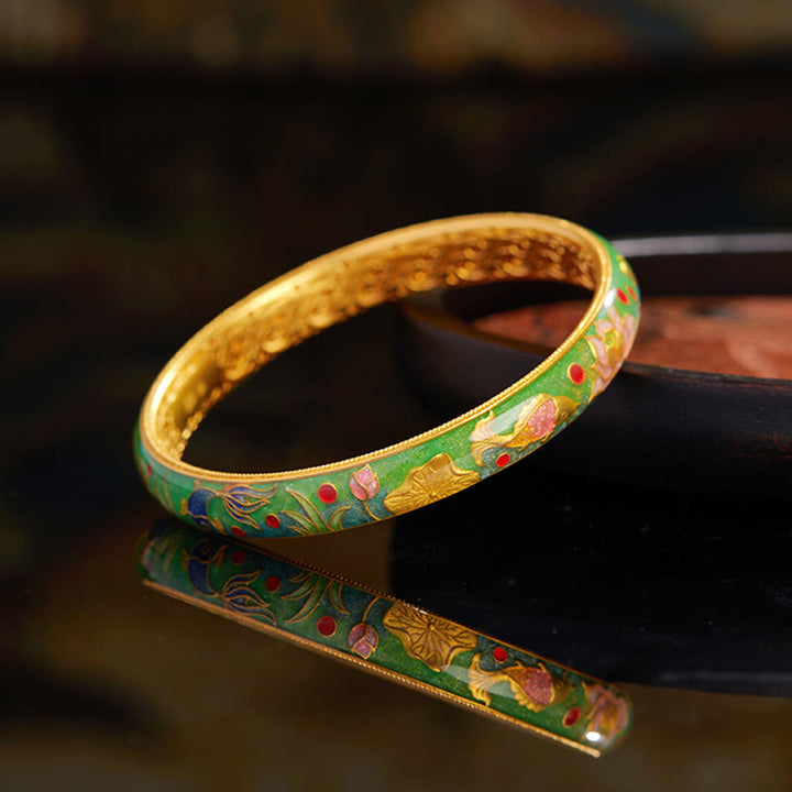 Buddha Stones 999 Srebro Sterling Ryba Koi Lotos Pusty Projekt Bransoletka Bogactwo Bransoletka 2.28 IN (58 MM)