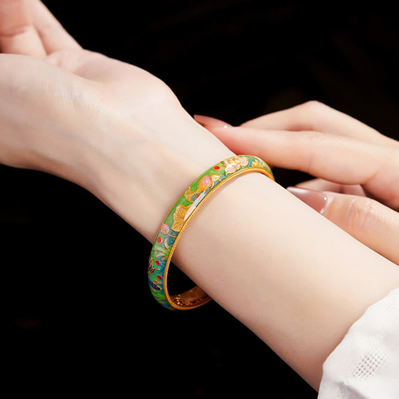 Buddha Stones 999 Srebro Sterling Ryba Koi Lotos Pusty Projekt Bransoletka Bogactwo Bransoletka 2.28 IN (58 MM)