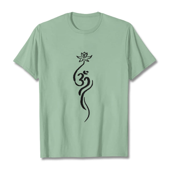 Koszulka z nadrukiem Buddha Stones Lotosu Om Design Tee - PaleGreen - 2XL - image 15