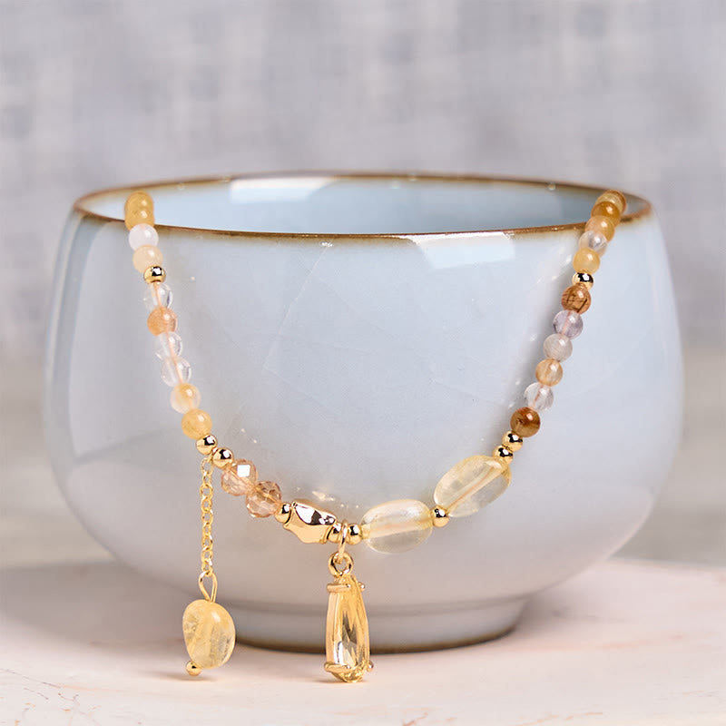 Bransoletka Buddha Stones Natural Citrine Beads Pleasure Multi Layer