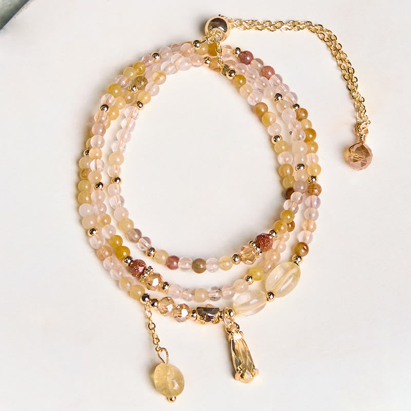 Bransoletka Buddha Stones Natural Citrine Beads Pleasure Multi Layer