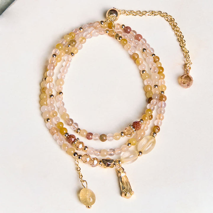 Bransoletka Buddha Stones Natural Citrine Beads Pleasure Multi Layer