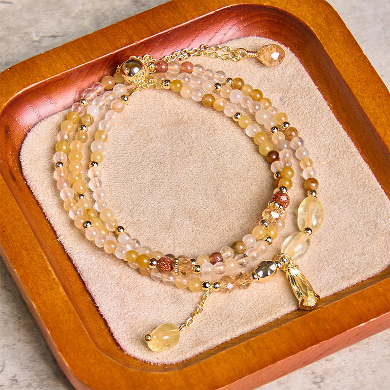 Bransoletka Buddha Stones Natural Citrine Beads Pleasure Multi Layer