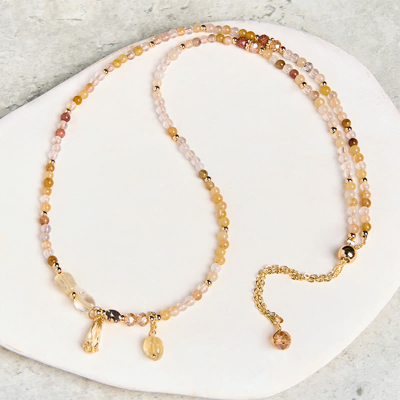 Bransoletka Buddha Stones Natural Citrine Beads Pleasure Multi Layer
