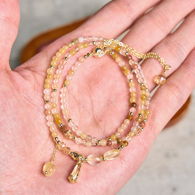 Bransoletka Buddha Stones Natural Citrine Beads Pleasure Multi Layer