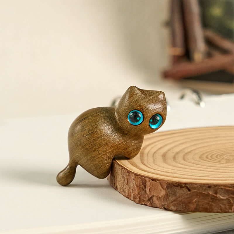 Buddha Stones Miniaturowe Słodkie Rozciągające Się Koty Rzeźbione Uspokajające Dekoracje Biurkowe - image 2