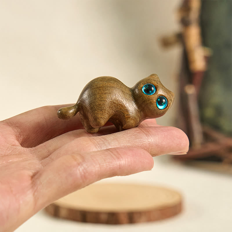 Buddha Stones Miniaturowe Słodkie Rozciągające Się Koty Rzeźbione Uspokajające Dekoracje Biurkowe - image 6