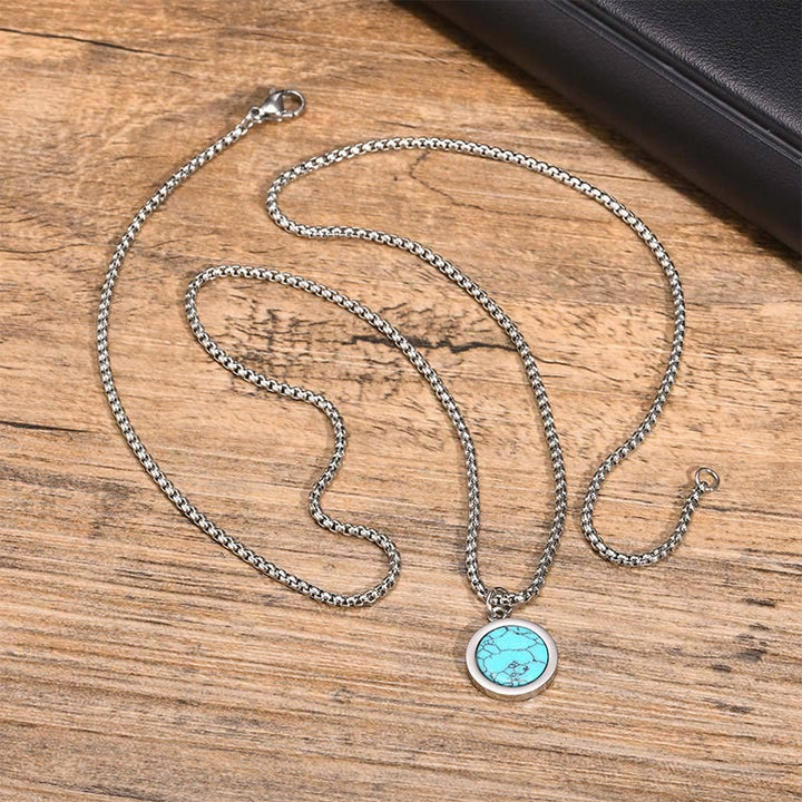 Buddha Stones Naturalny Kamień Turkus Tygrysie Oko Lazuryt Malachit Tytan Stal Oczyszczający Naszyjnik Wisiorek