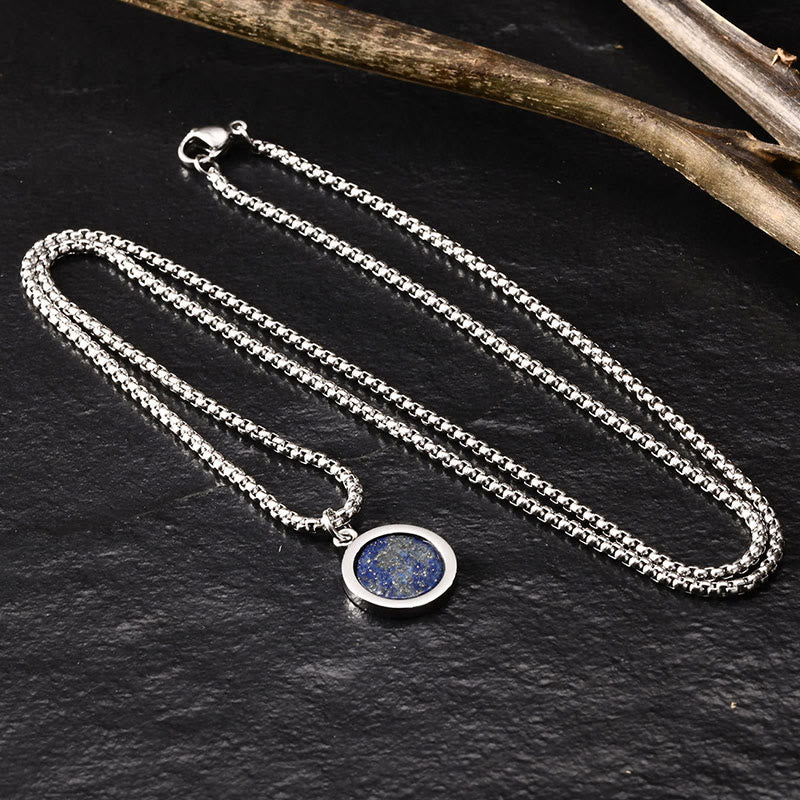 Buddha Stones Naturalny Kamień Turkus Tygrysie Oko Lazuryt Malachit Tytan Stal Oczyszczający Naszyjnik Wisiorek