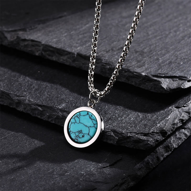 Buddha Stones Naturalny Kamień Turkus Tygrysie Oko Lazuryt Malachit Tytan Stal Oczyszczający Naszyjnik Wisiorek