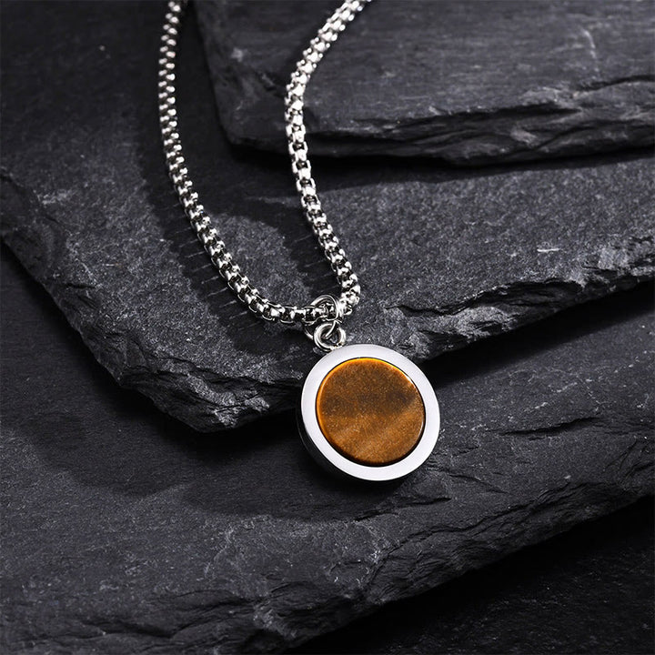 Buddha Stones Naturalny Kamień Turkus Tygrysie Oko Lazuryt Malachit Tytan Stal Oczyszczający Naszyjnik Wisiorek